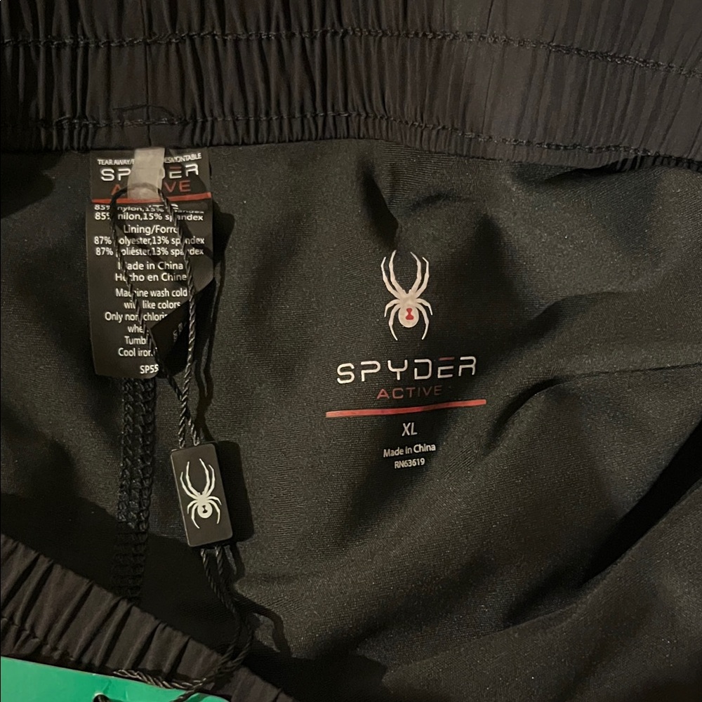 Spyder Active Black XL running shorts with built in 4” inseam inner short. - Picture 2 of 7